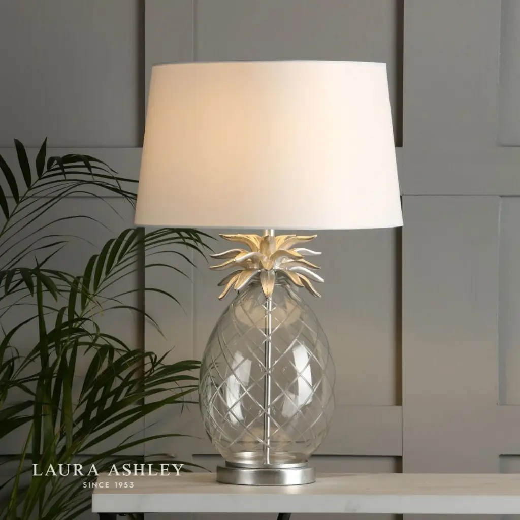 Pineapple Clear Glass & Brushed Chrome Table Lamp C/W Shade
