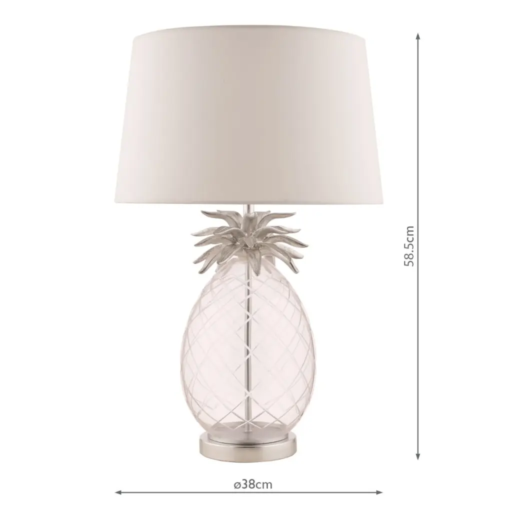 Pineapple Clear Glass & Brushed Chrome Table Lamp C/W Shade