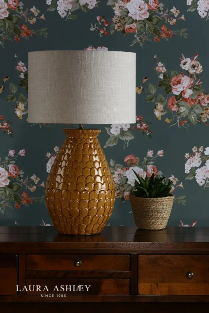 Liza Ceramic Table Lamp Orange C/W Shade