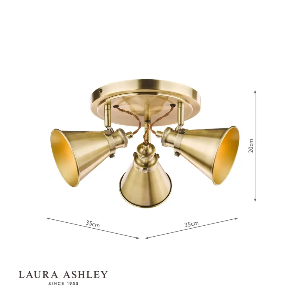 Rufus 3 Light Antique Brass Spotlight