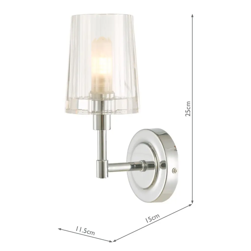 Blake Bathroom Wall Light Crystal Polished Chrome IP44