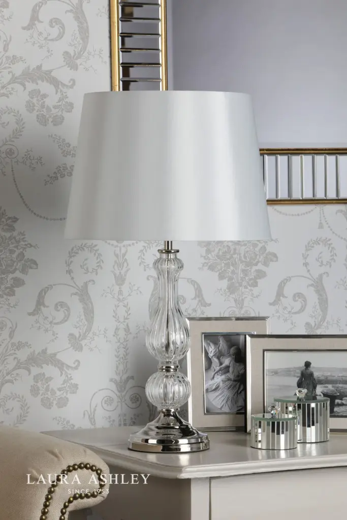Bradshaw Nickel & Glass Table Lamp C/W Shade