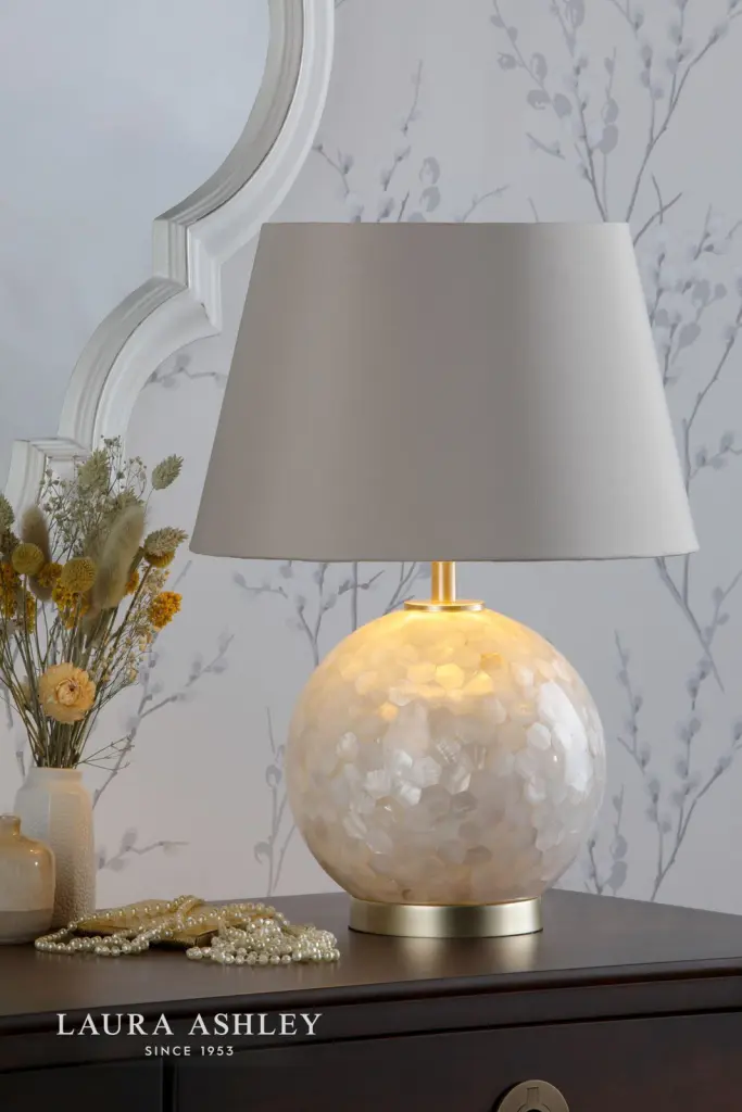 Mathern Cream Shell Table Lamp C/W Shade