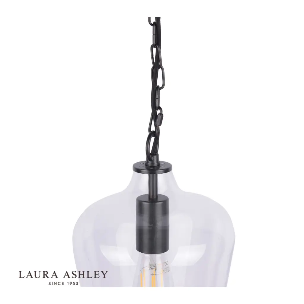 Ockley Matt Black & Clear Glass Pendant
