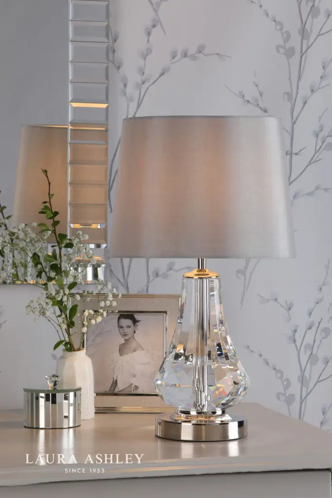 Humby Polished Nickel Touch Table Lamp C/W Shade
