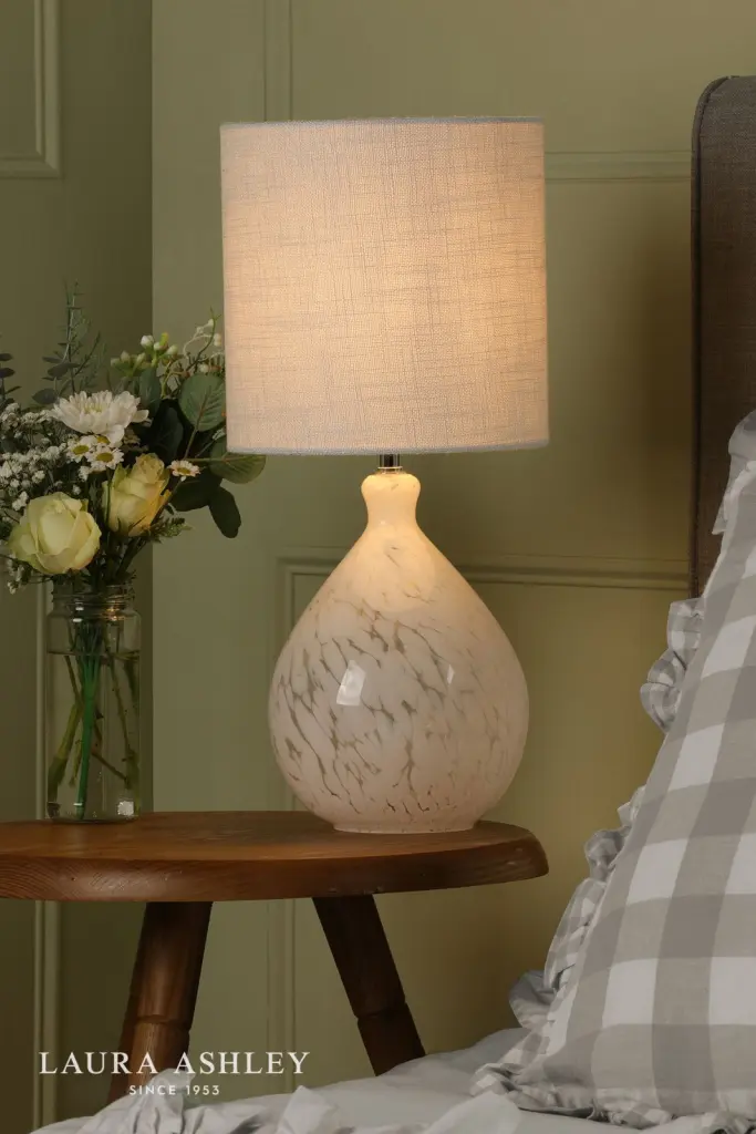 Confetti White Glass Table Lamp C/W Shade