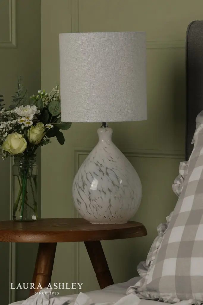 Confetti White Glass Table Lamp C/W Shade