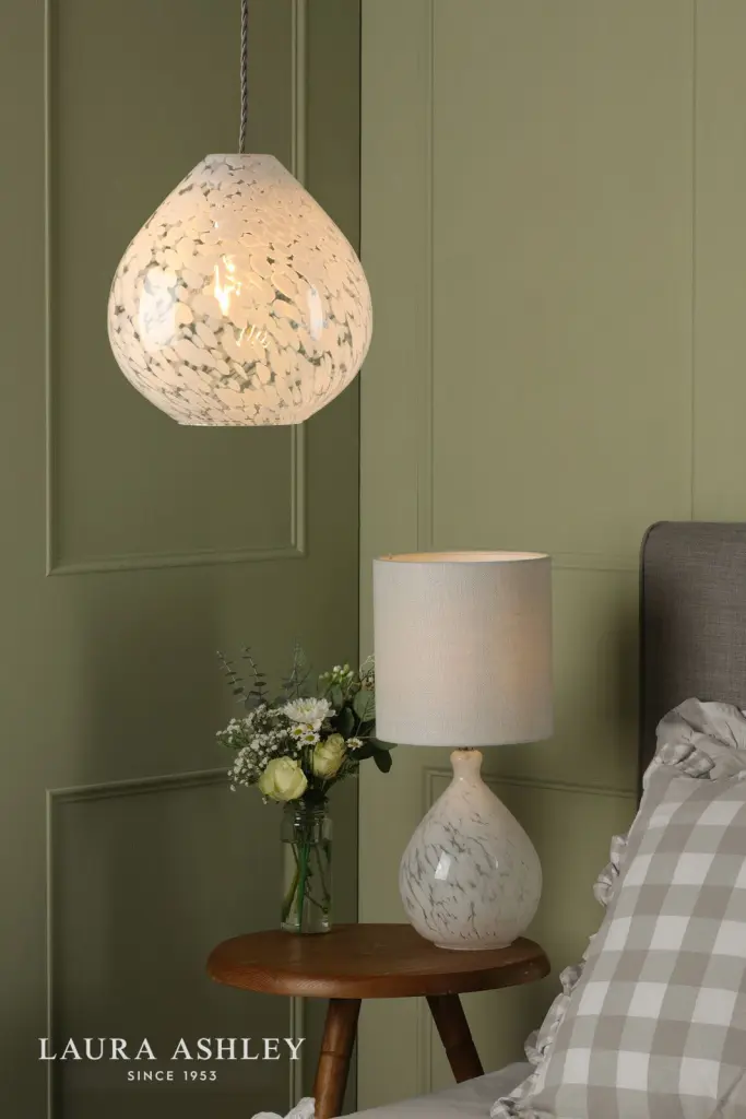 Confetti White Glass Table Lamp C/W Shade