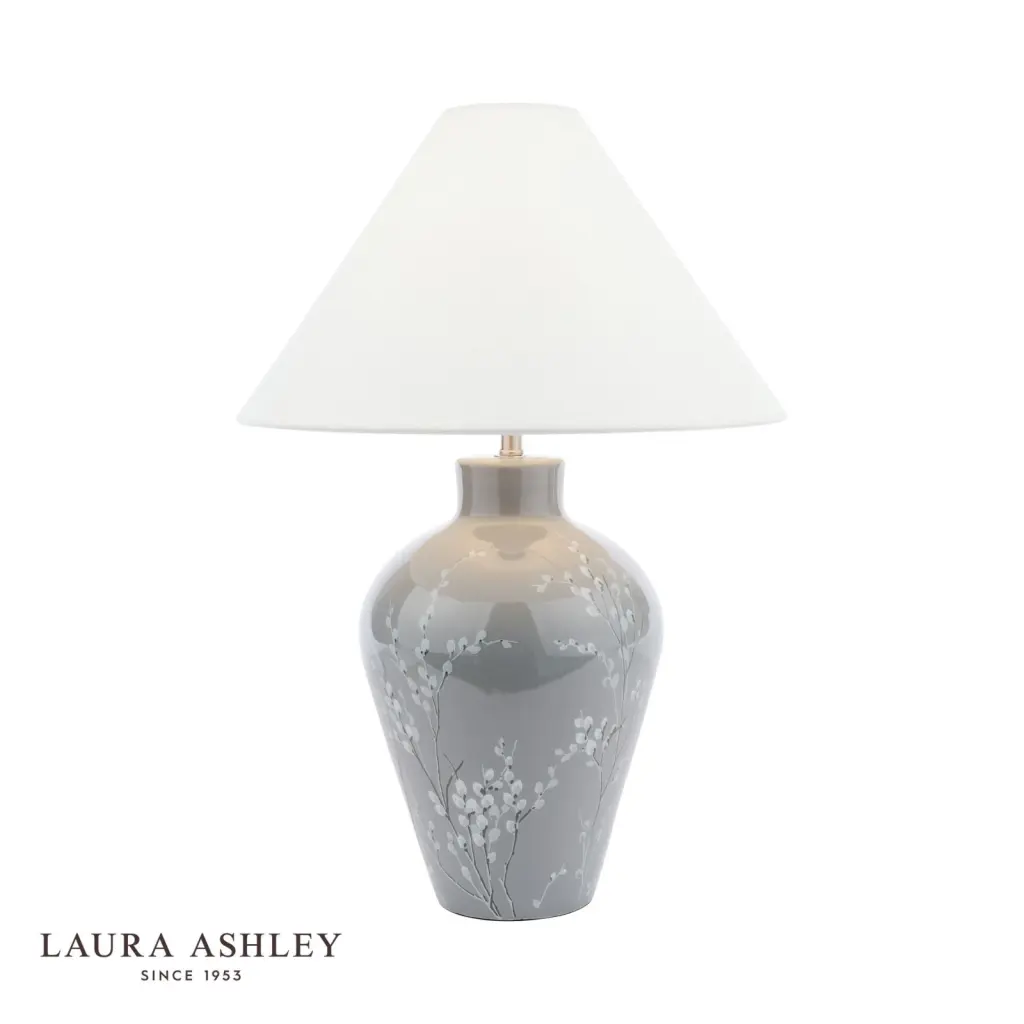 Pussywillow Grey Ceramic Table Lamp C/W Shade
