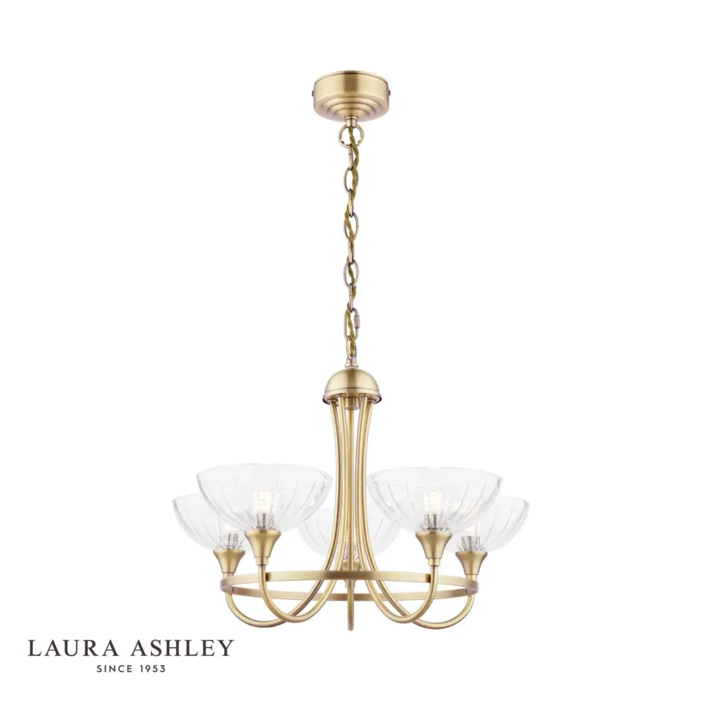 Wellham 5 Light Antique Brass Pendant