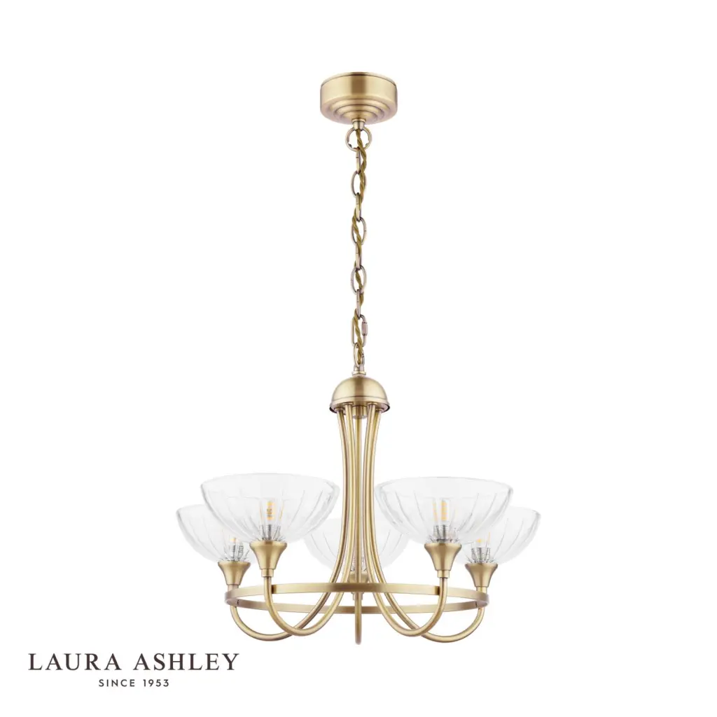 Wellham 5 Light Antique Brass Pendant