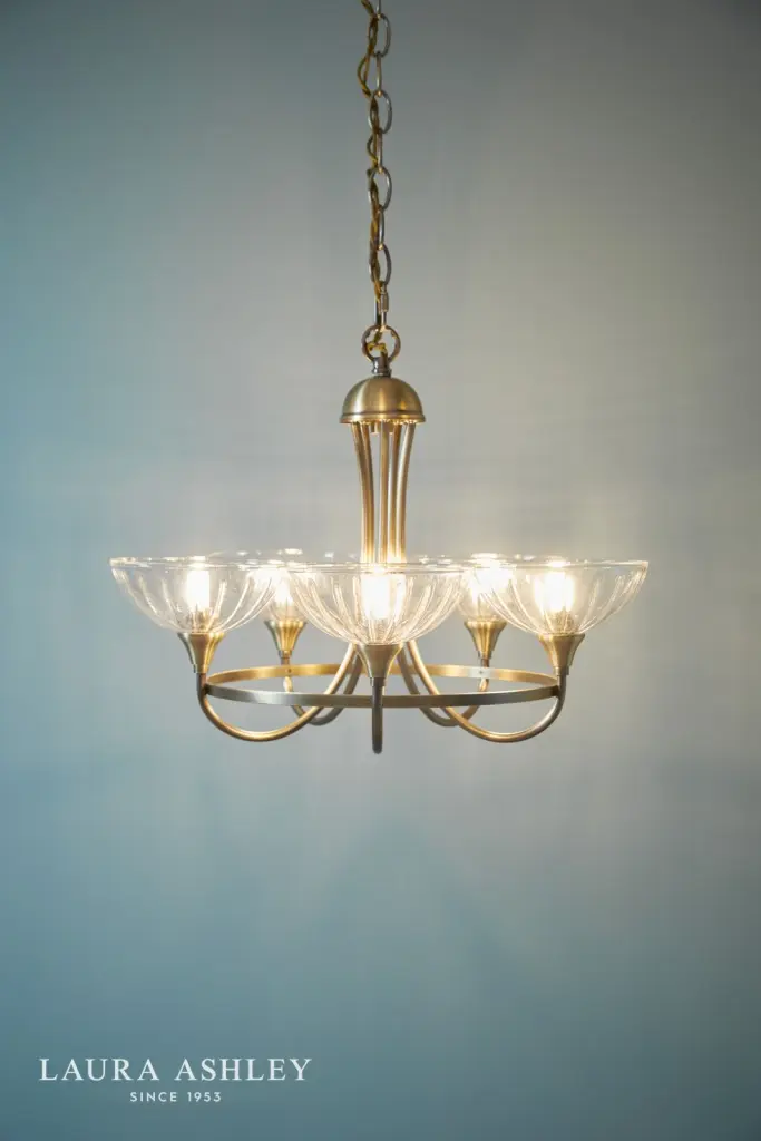 Wellham 5 Light Antique Brass Pendant