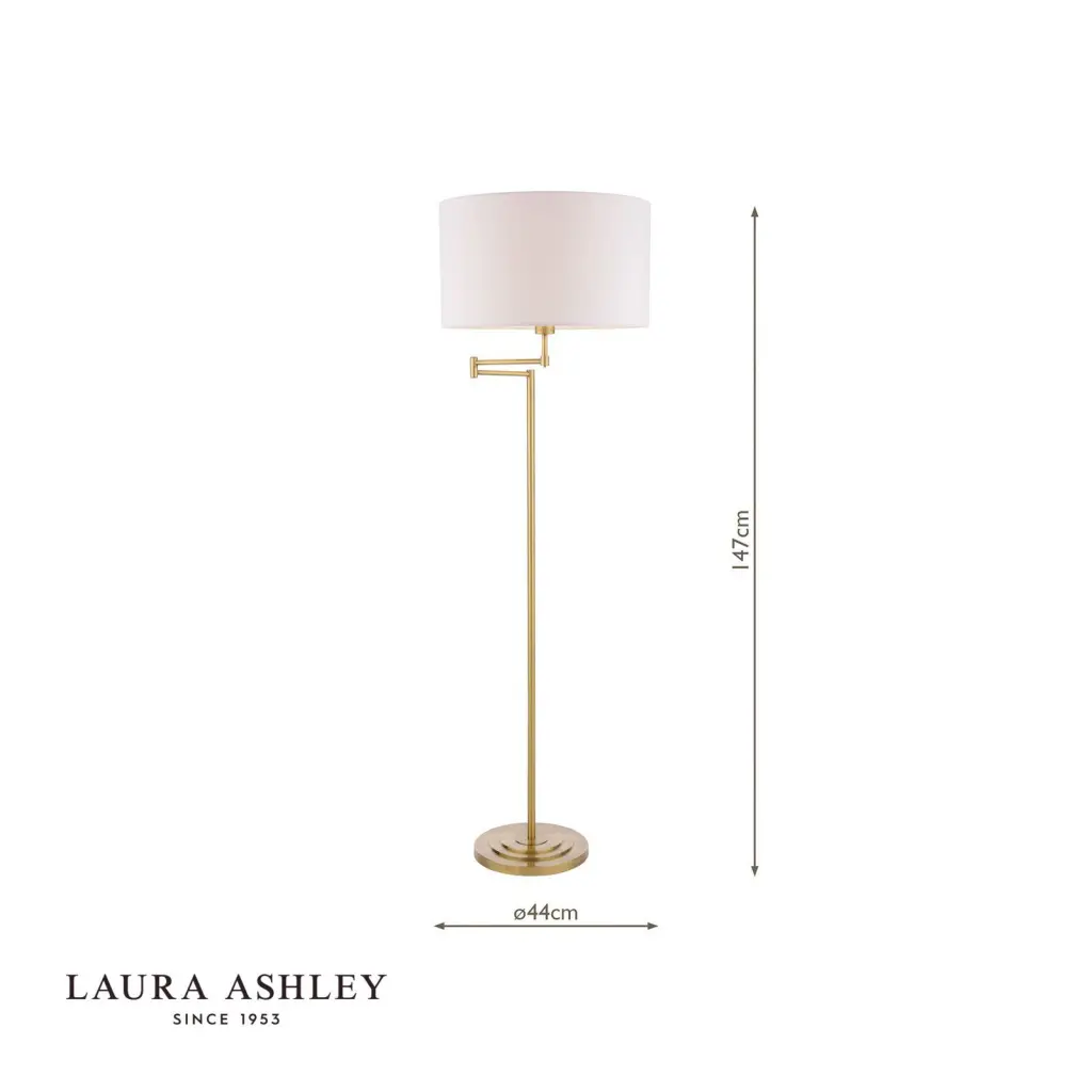 Marlowe Swing Arm Floor Lamp in Antique Brass C/W Shade