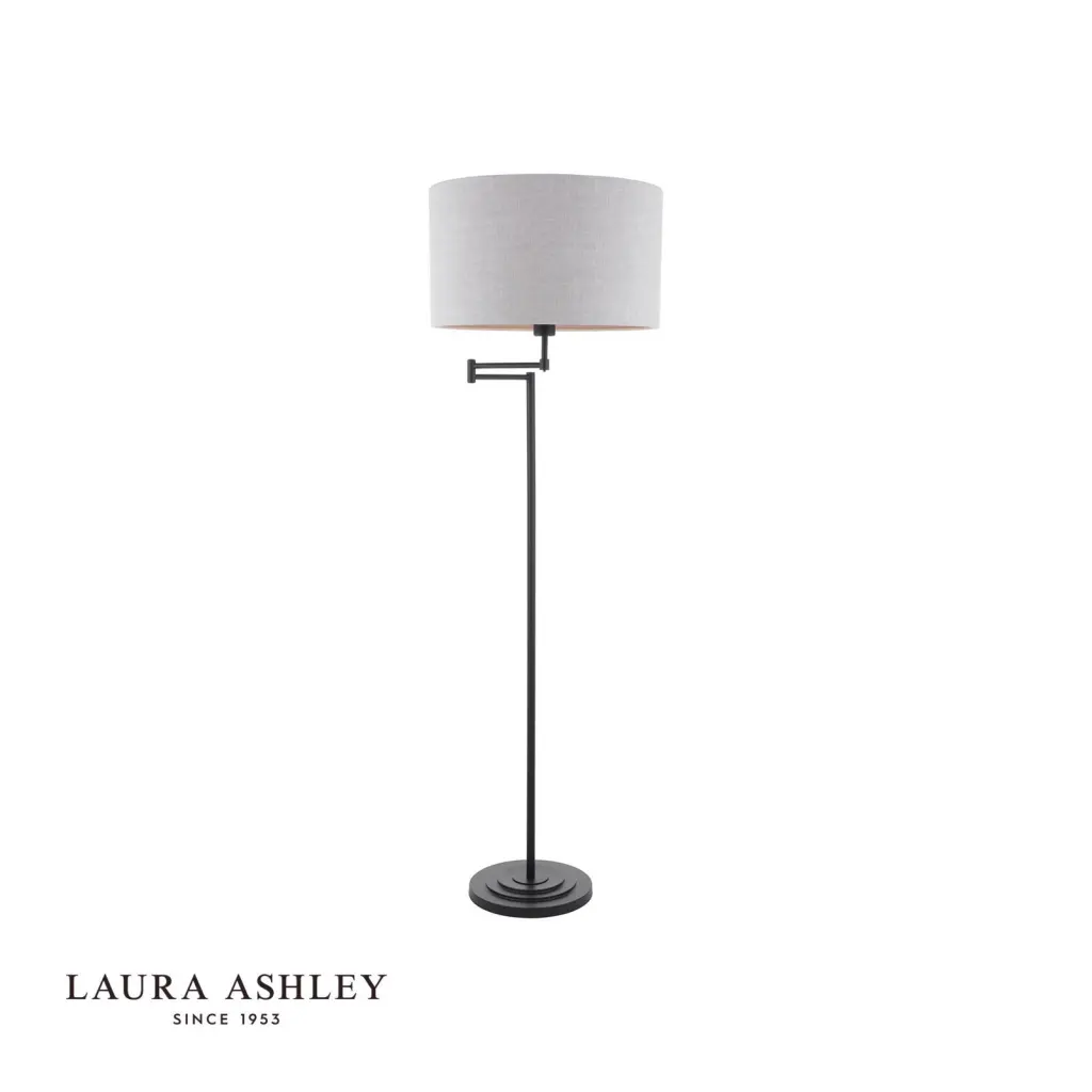 Marlowe Swing Arm Floor Lamp in Matt Black C/W Shade