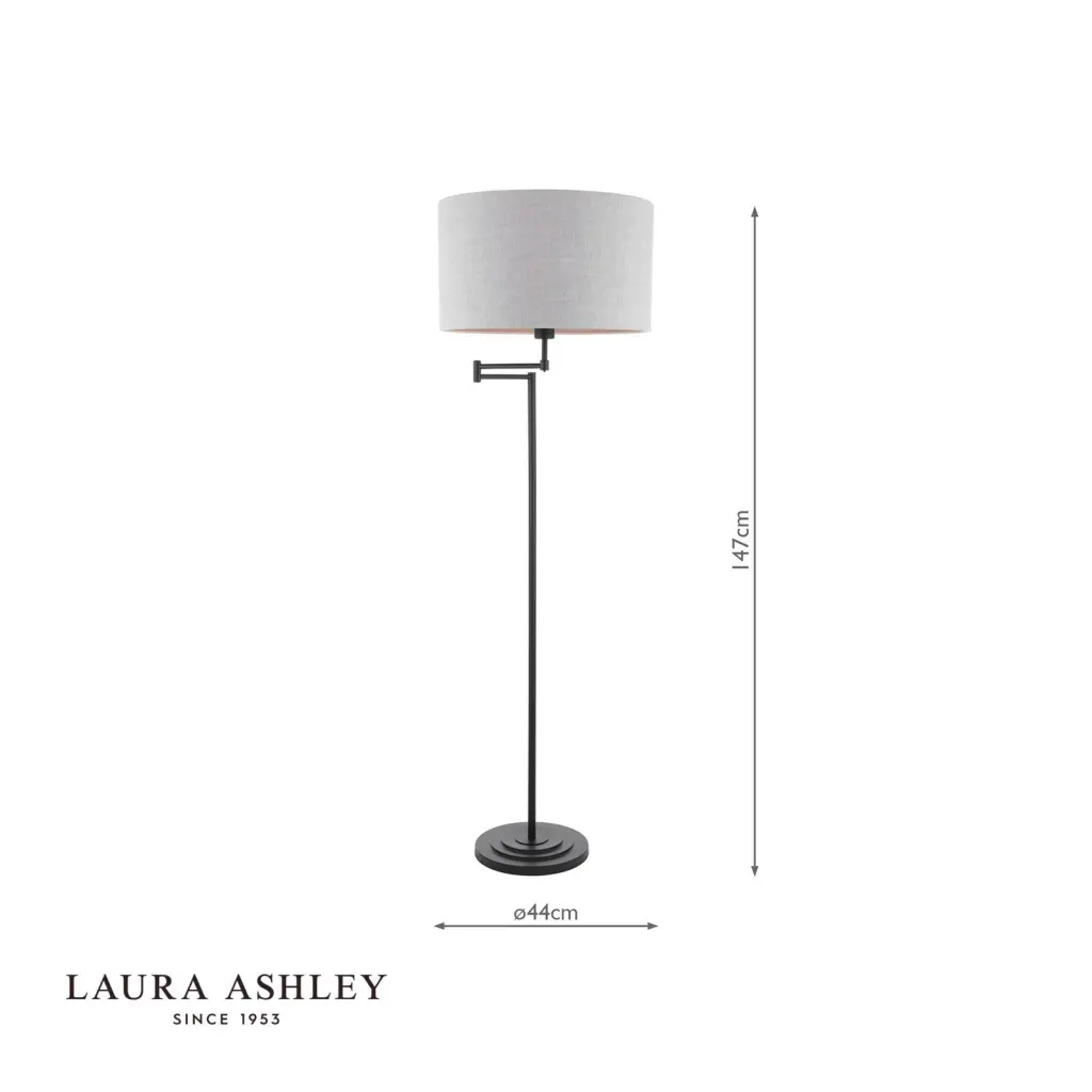 Marlowe Swing Arm Floor Lamp in Matt Black C/W Shade