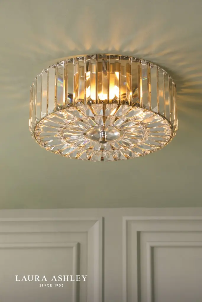 Fernhurst 3 Light Antique Brass & Crystal Flush Fitting