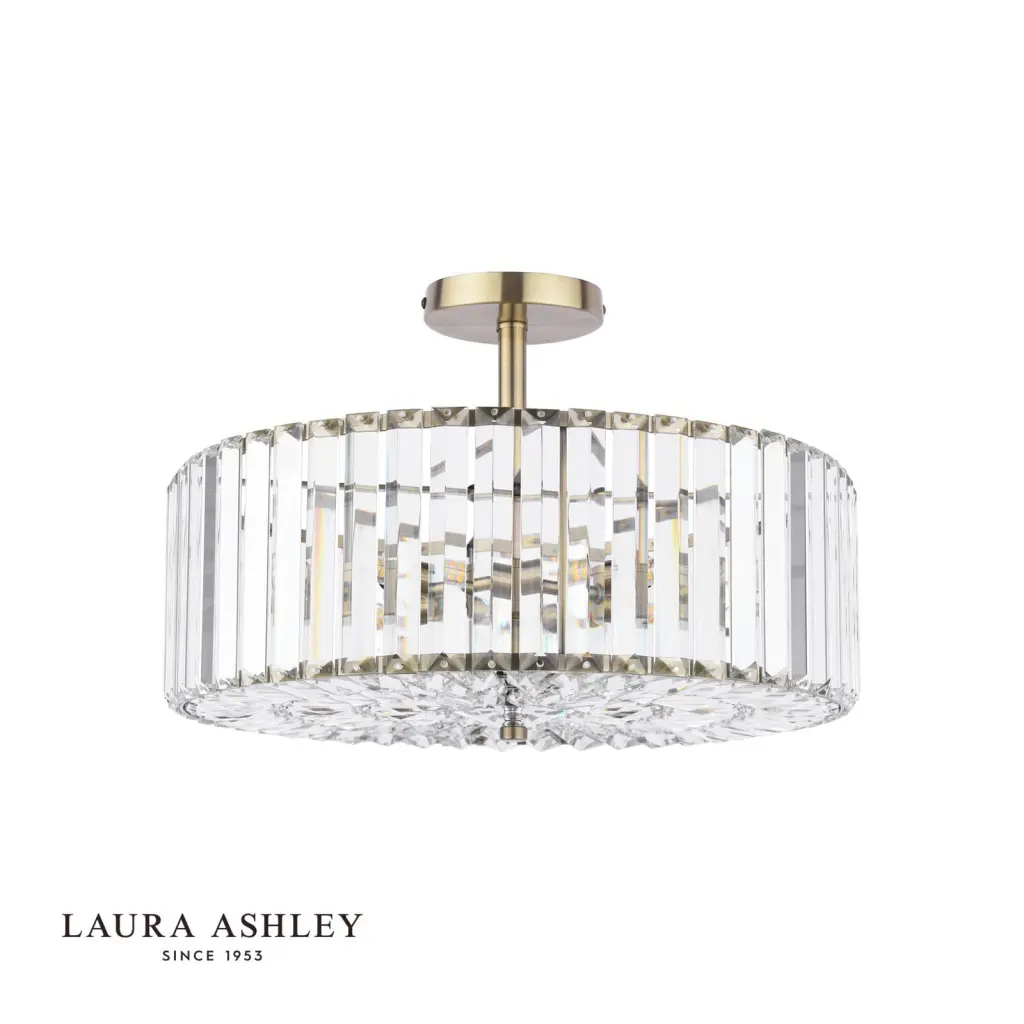 Fernhurst Antique Brass 4 Light Semi Flush Fitting