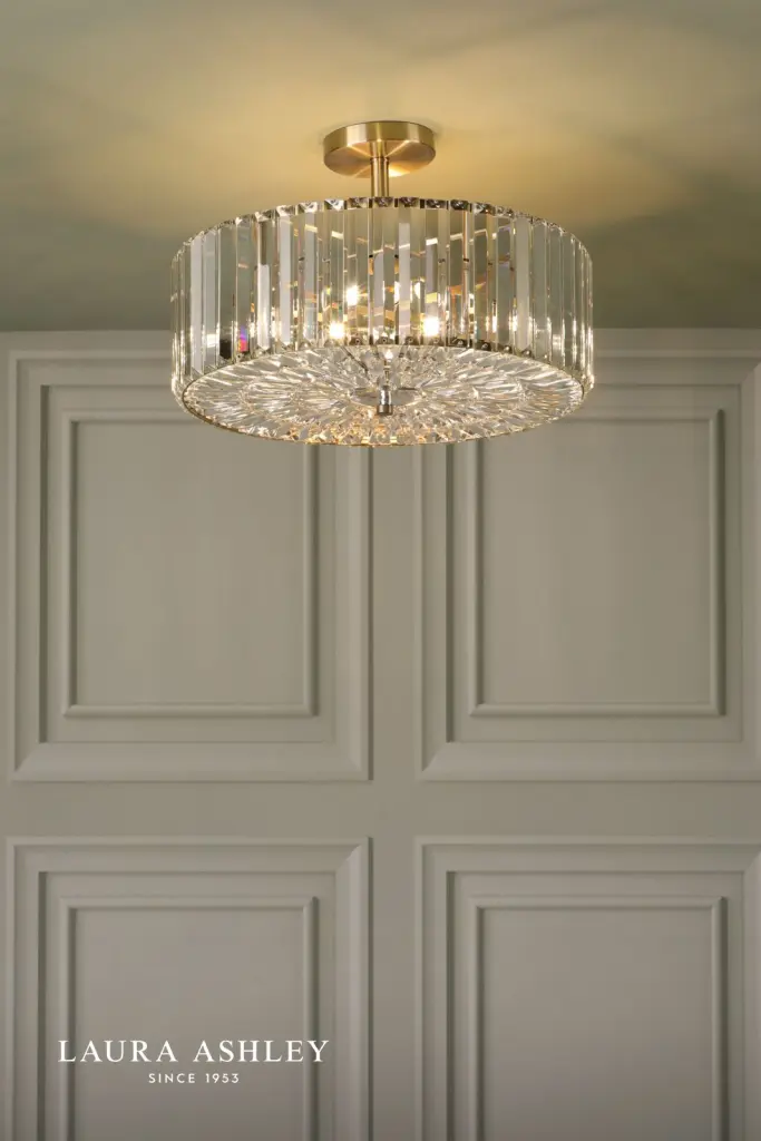 Fernhurst Antique Brass 4 Light Semi Flush Fitting