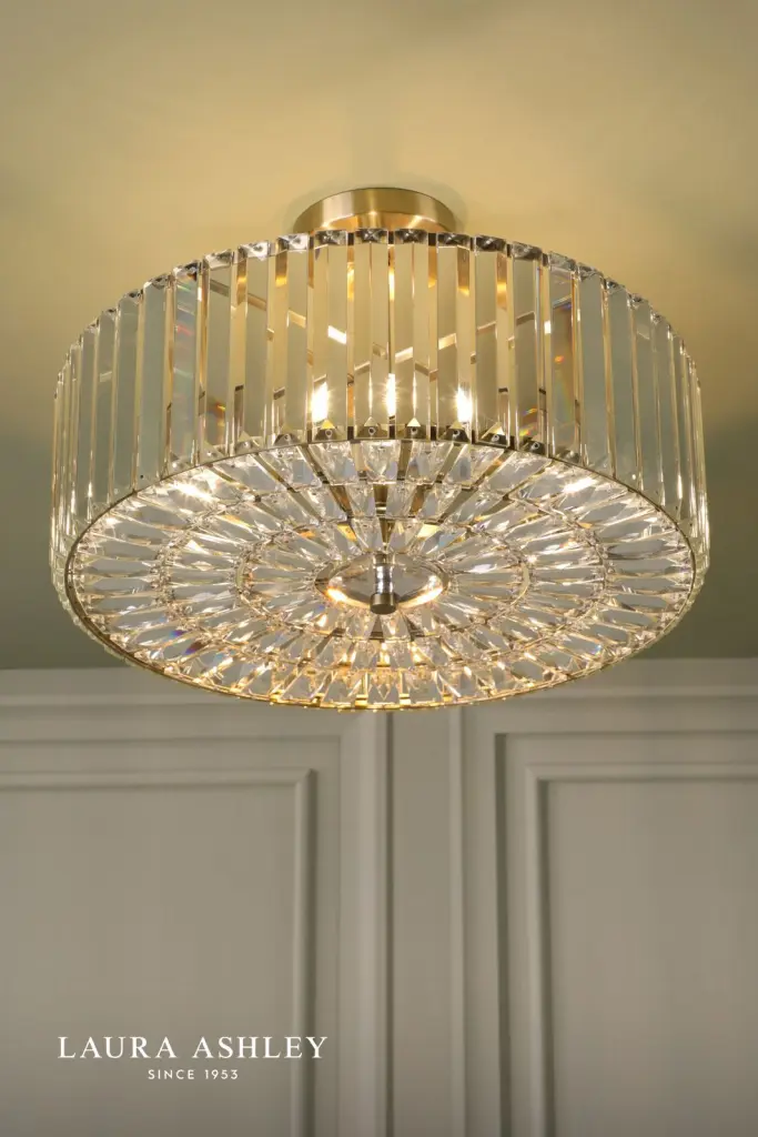 Fernhurst Antique Brass 4 Light Semi Flush Fitting
