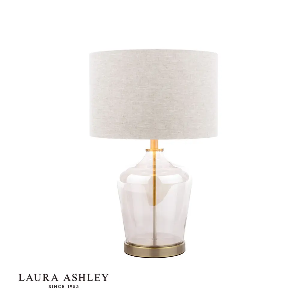 Ockley Touch Table Lamp Antique Brass & Champagne Glass C/W Shade