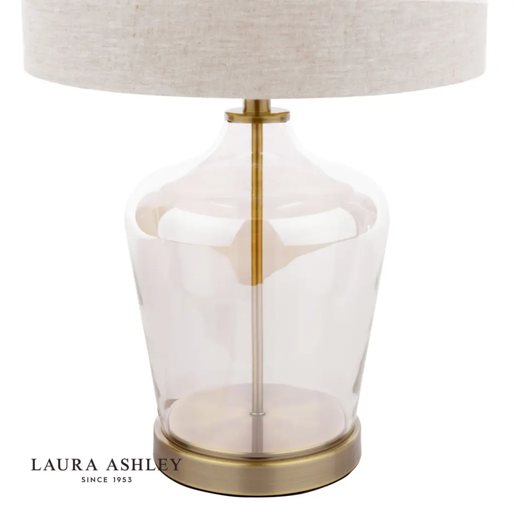 Ockley Touch Table Lamp Antique Brass & Champagne Glass C/W Shade