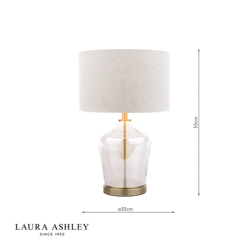Ockley Touch Table Lamp Antique Brass & Champagne Glass C/W Shade