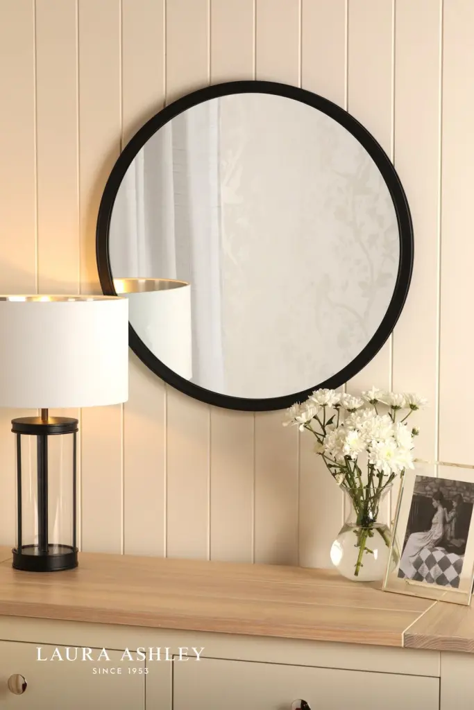 Harrington Mirror Matt Black and Mirror 60cm