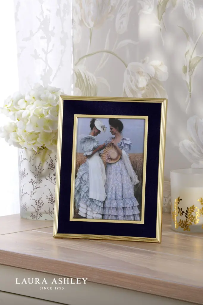 Harrison 4x6 Inch Photo Frame Brushed Brass and Blue