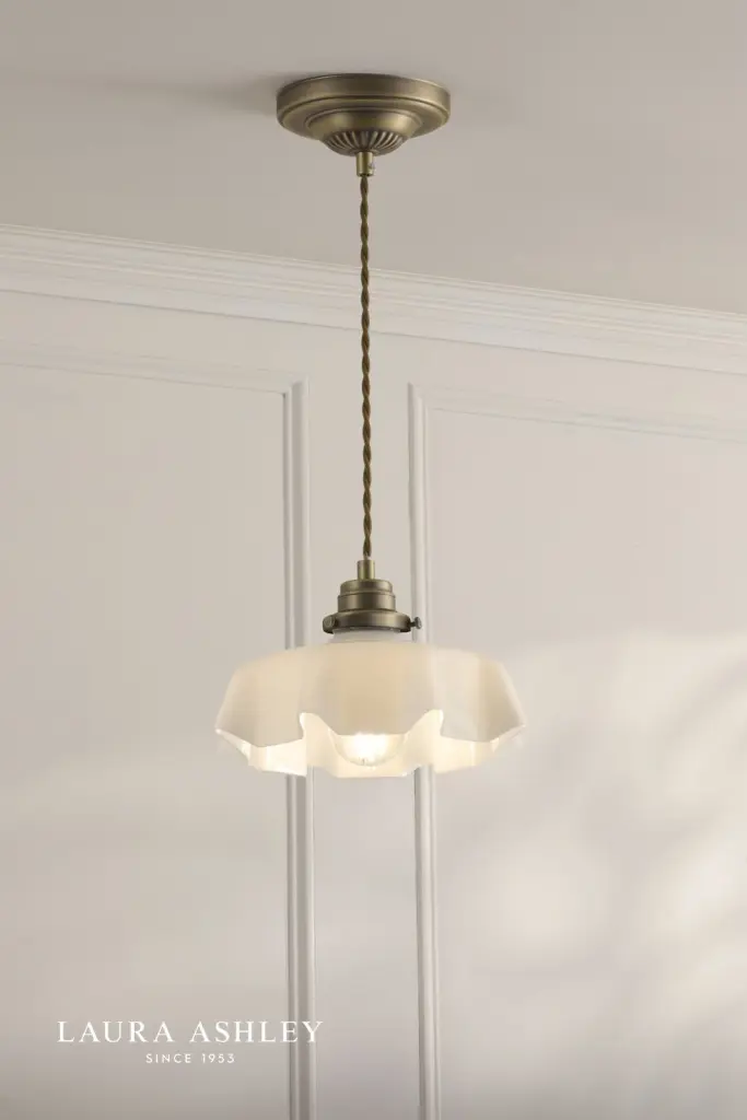 Banham Antique Brass & White Glass Pendant