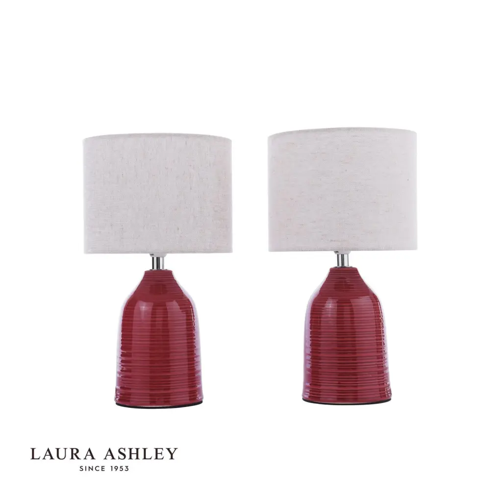 Penny Twin Pack Red Ceramic Table Lamp C/W Shades