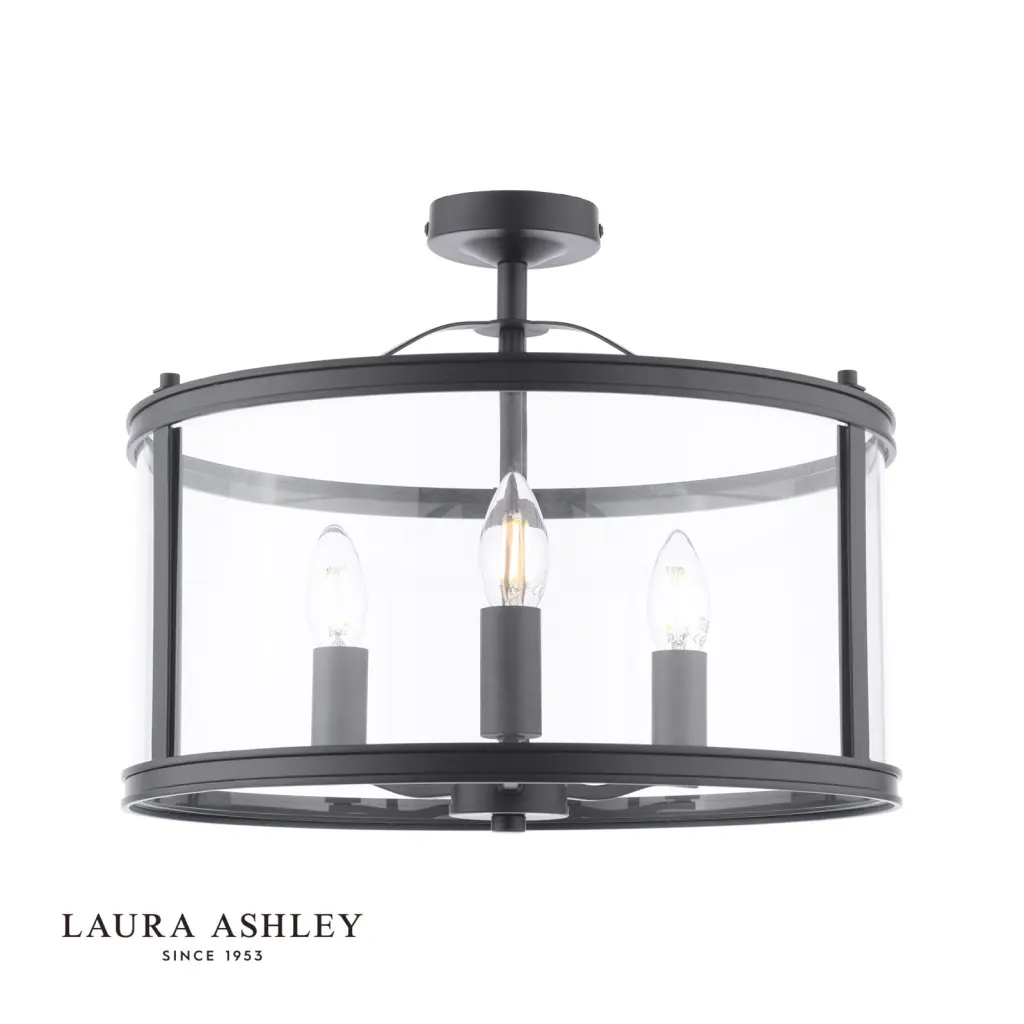 Harrington 3 Light Semi Flush in Matt Black
