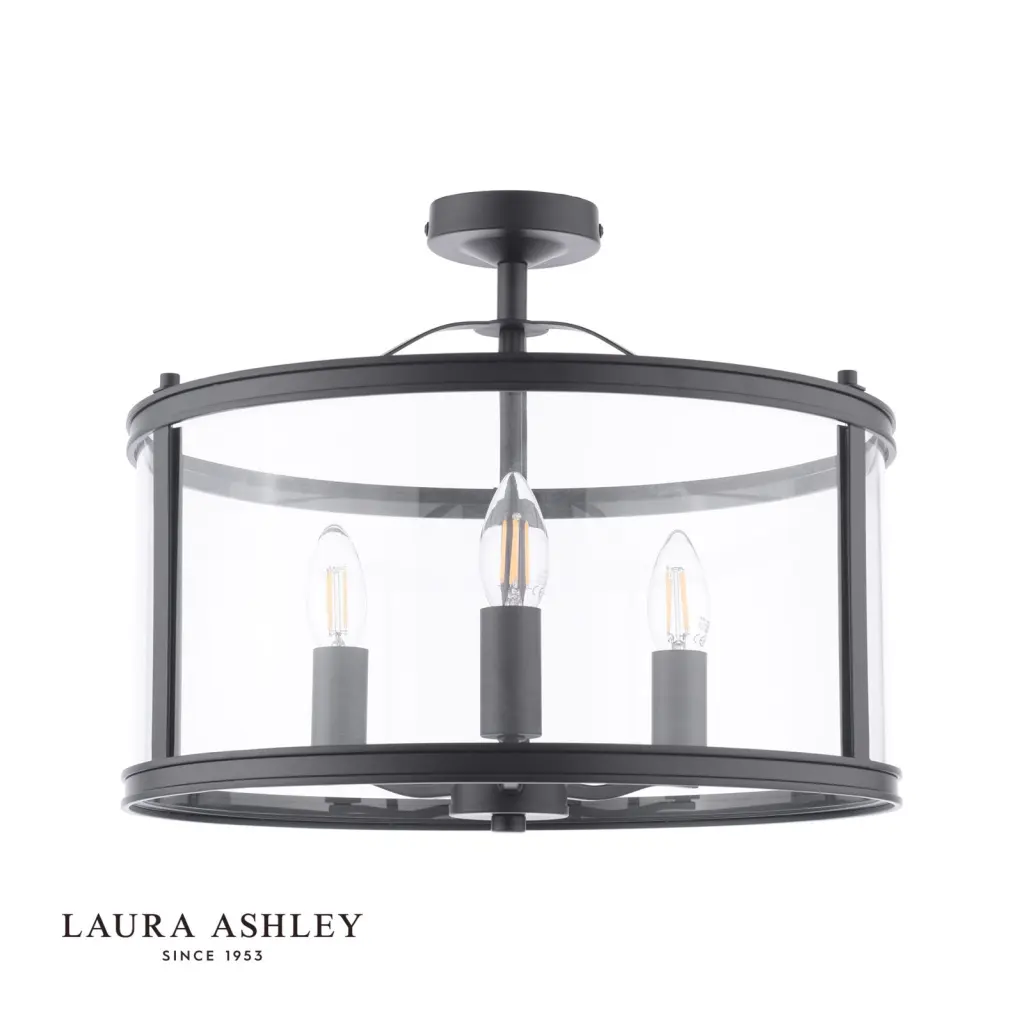 Harrington 3 Light Semi Flush in Matt Black