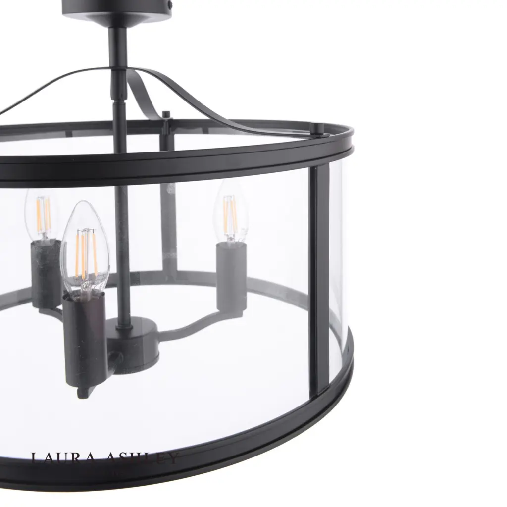 Harrington 3 Light Semi Flush in Matt Black