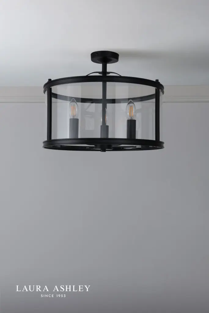 Harrington 3 Light Semi Flush in Matt Black