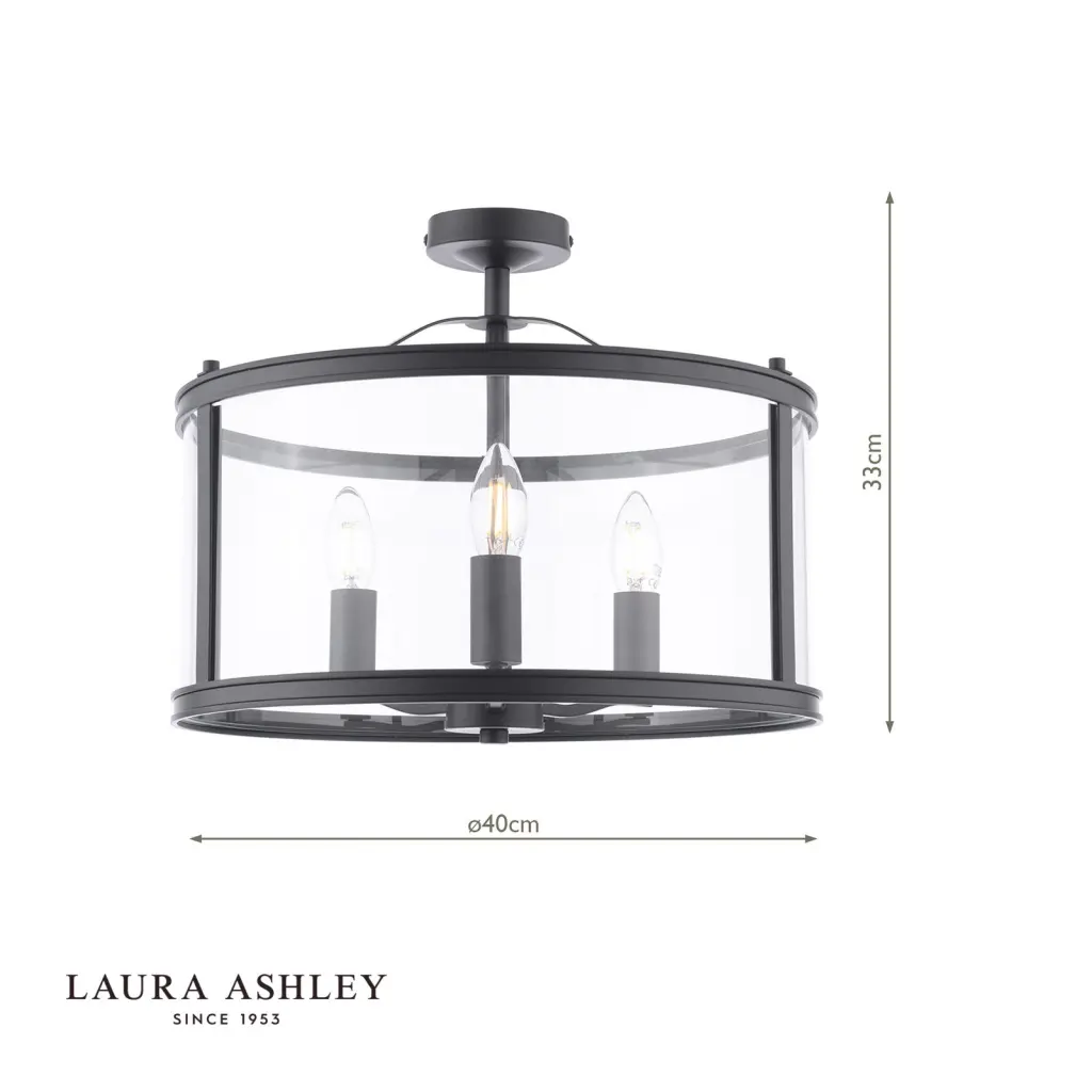 Harrington 3 Light Semi Flush in Matt Black