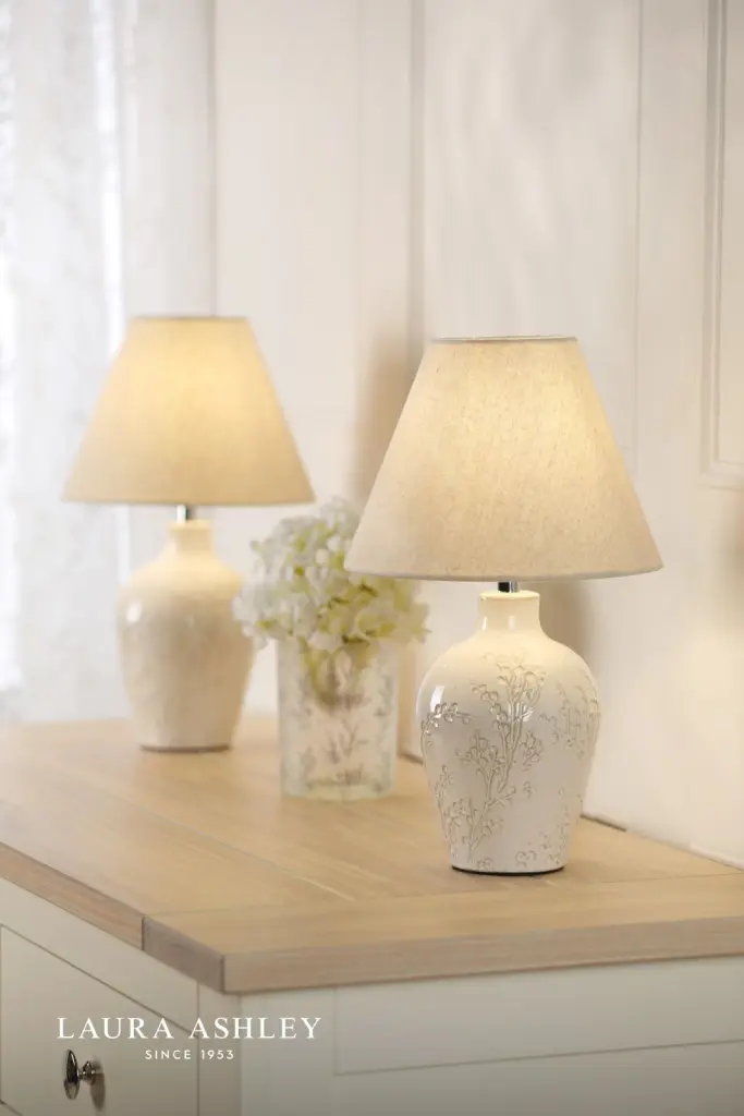 Pussywillow Twin Pack Cream Table Lamp C/W Shades
