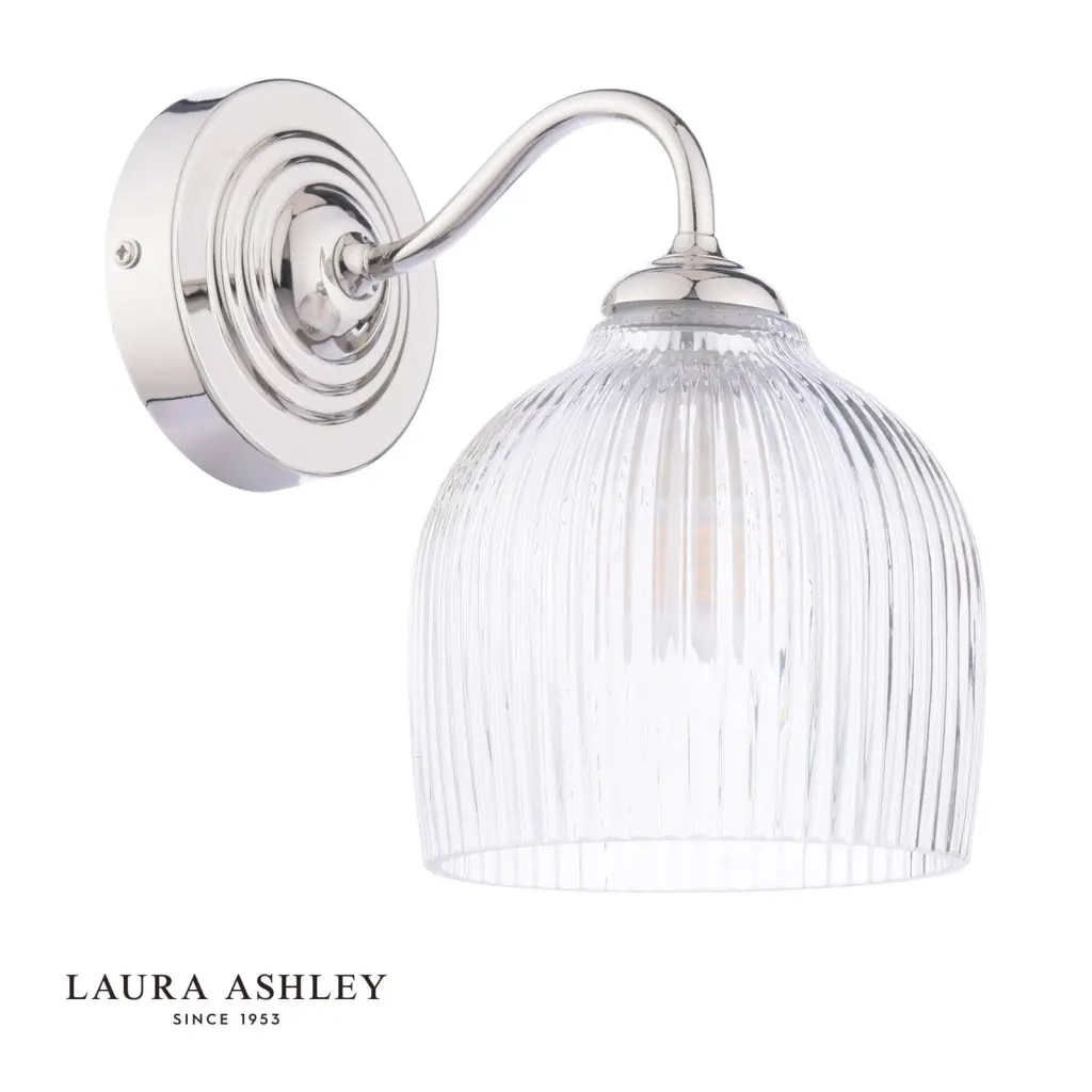 Charissa Polished Chrome & Ribbed Glass Wall Light