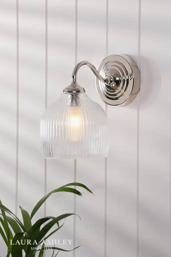 Charissa Polished Chrome & Ribbed Glass Wall Light