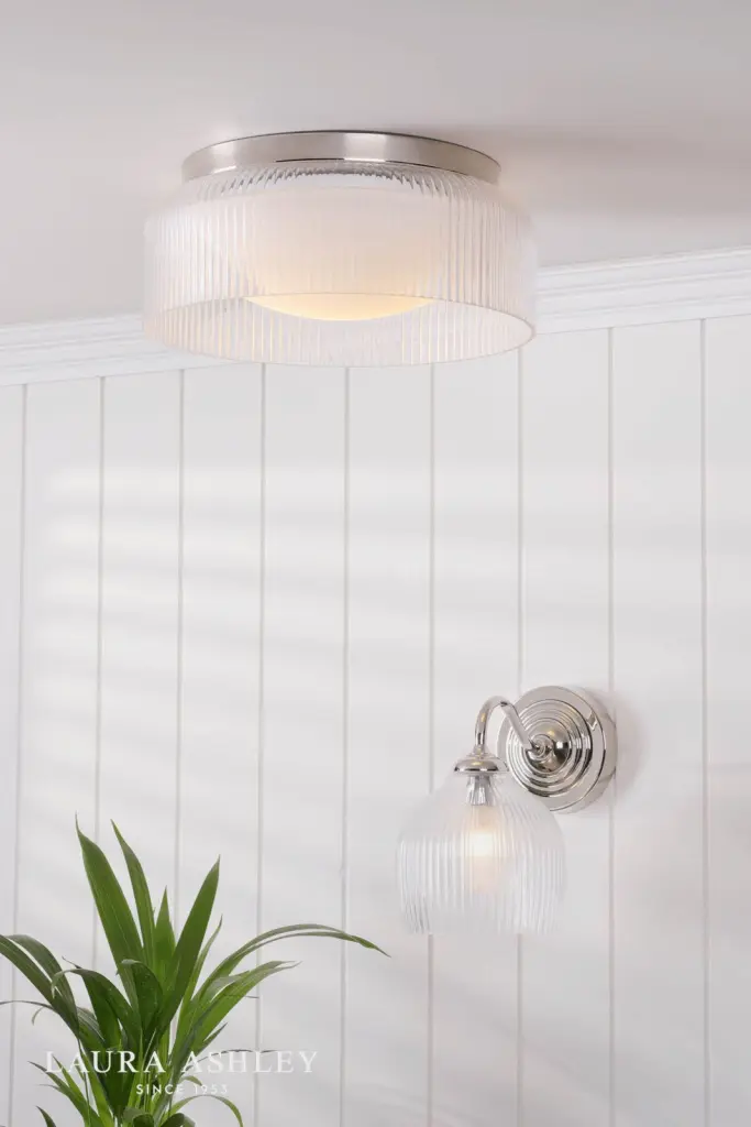 Charissa Polished Chrome & Ribbed Glass Wall Light