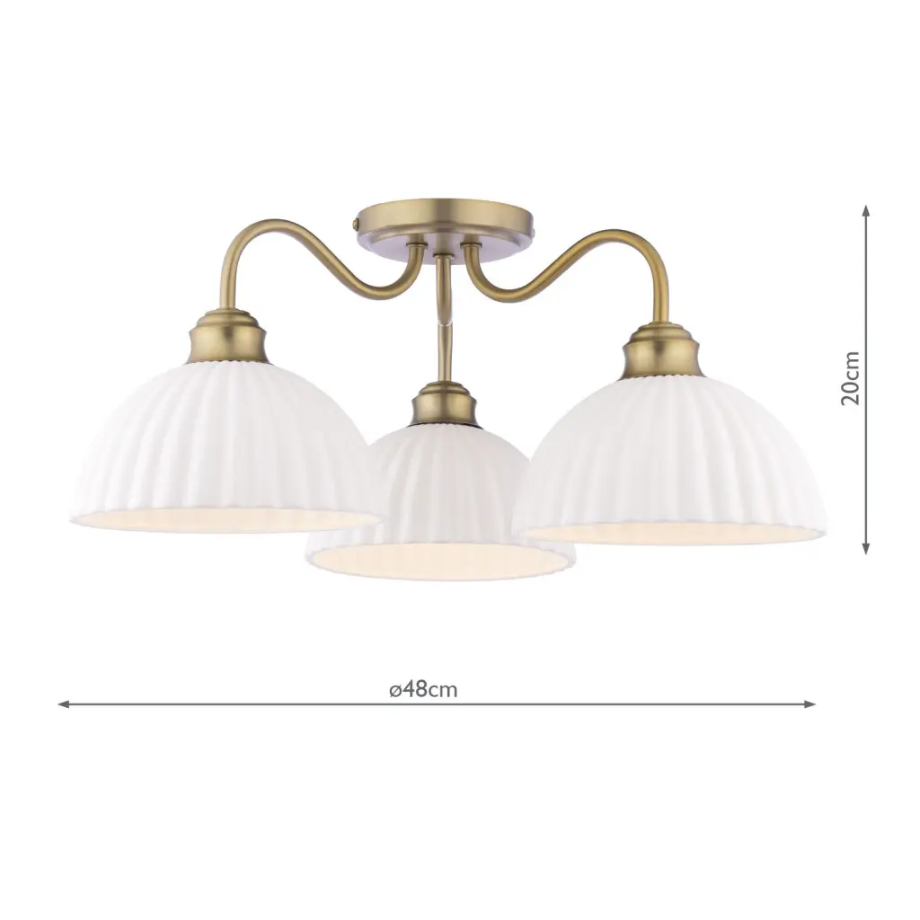 Durford 3 Light Semi-Flush Matt Antique Brass