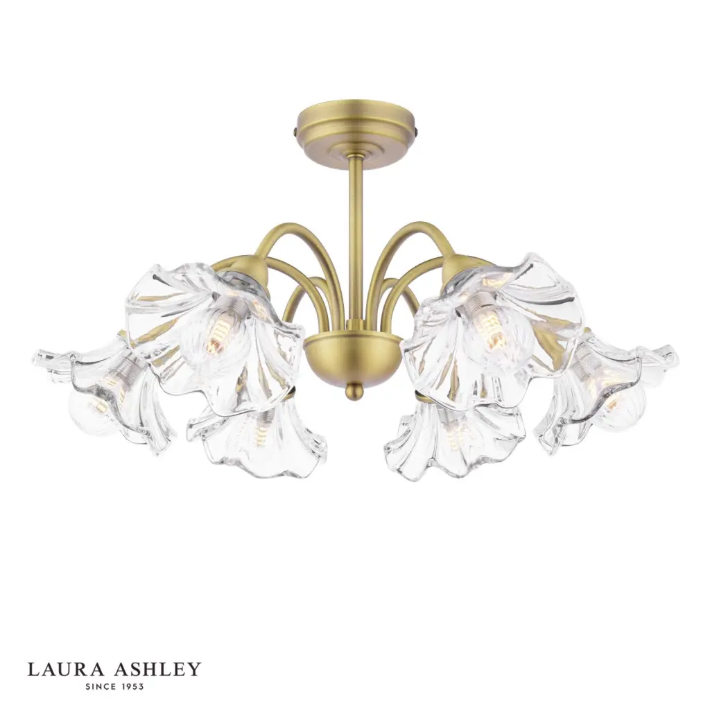 Kerswell 6 Light Semi Flush Fitting in Antique Brass