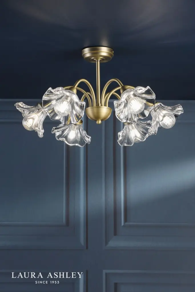 Kerswell 6 Light Semi Flush Fitting in Antique Brass