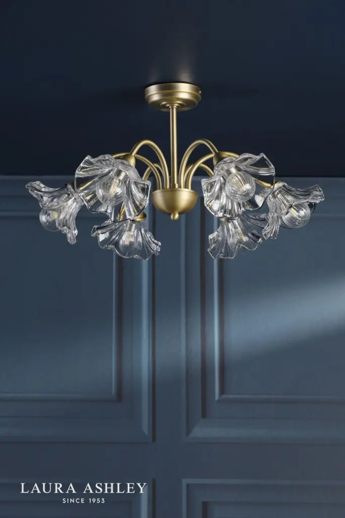 Kerswell 6 Light Semi Flush Fitting in Antique Brass