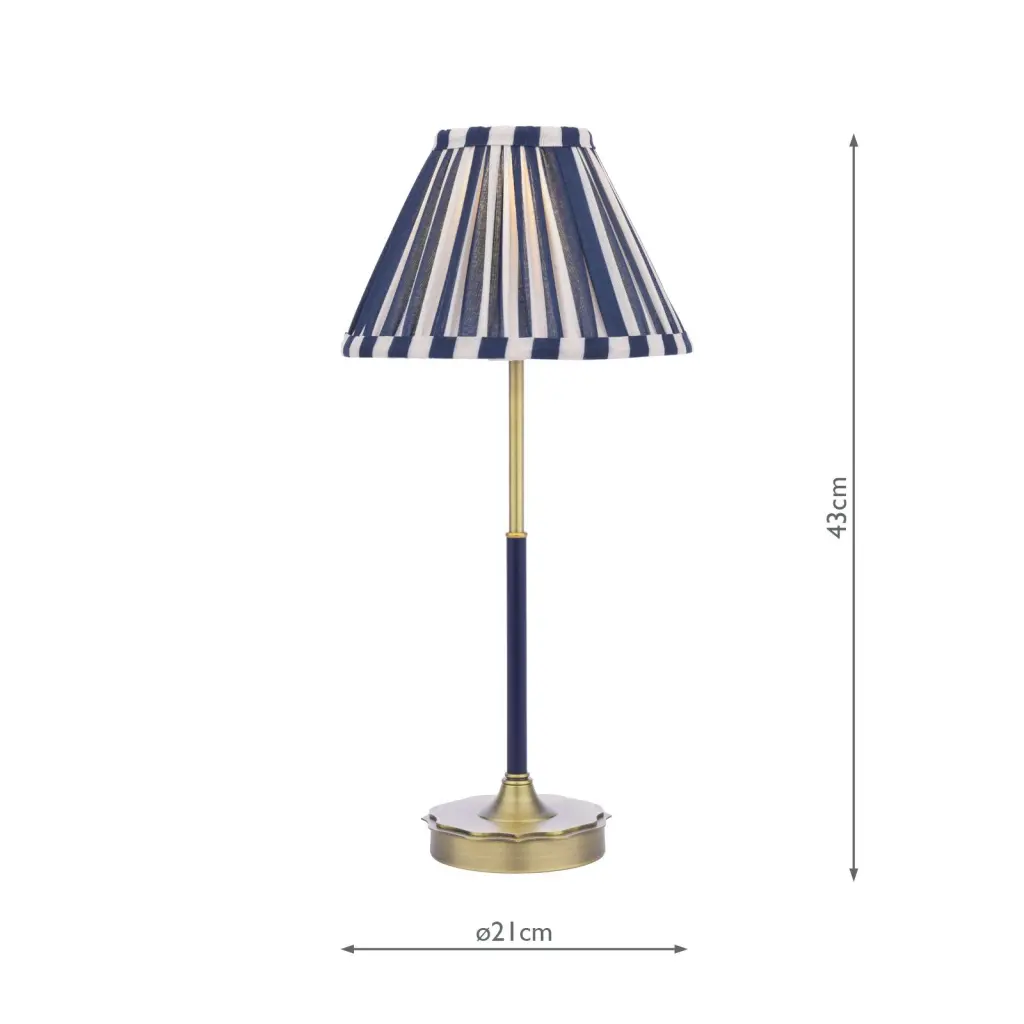 Denwick Antique Brass Table Lamp C/W Blue Shade