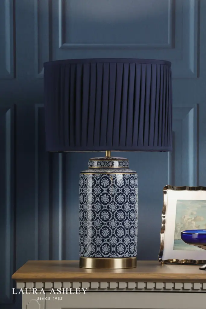 Knipton Antique Brass & Blue Table Lamp C/W Shade