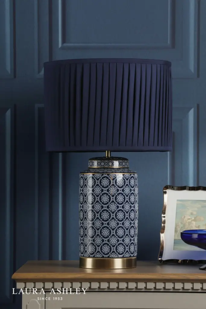 Knipton Antique Brass & Blue Table Lamp C/W Shade