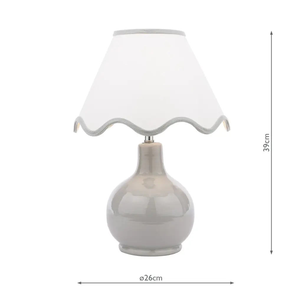 Bramhope Grey Ceramic Table Lamp C/W Shade