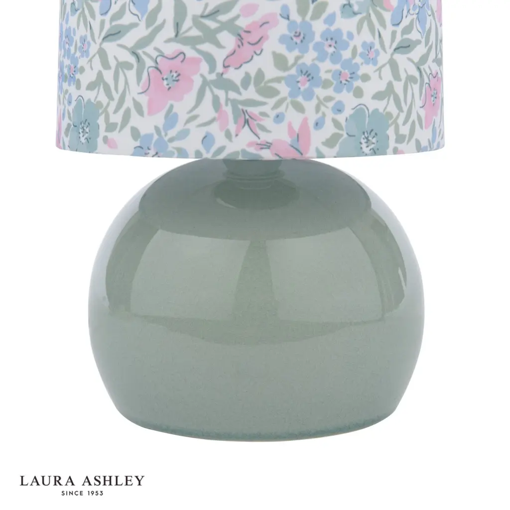Sherston Green & Blue Table Lamp C/W Patterned Shade