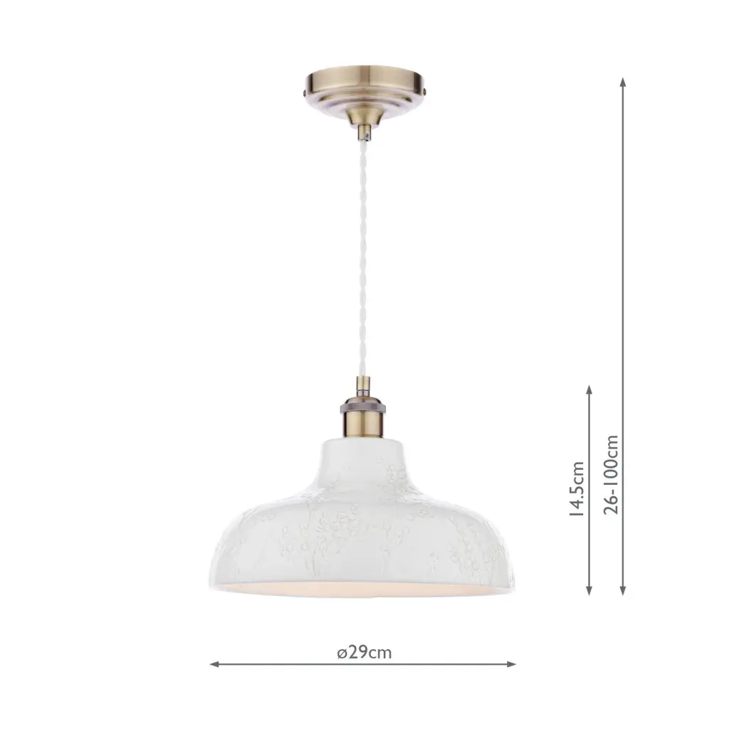 Pussywillow White Ceramic Pendant with Brass Detailing