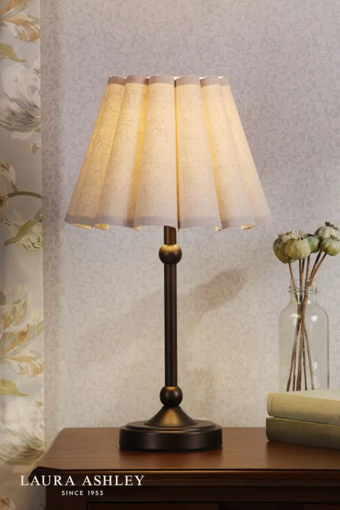 Holwell Antique Bronze Table Lamp C/W Natural Shade